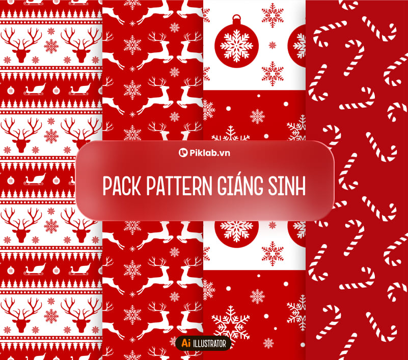 Noel Christmas Design Pattern Pack, Bộ Pattern Hoa Văn Giáng Sinh Đẹp Cho Thiết Kế, Họa Tiết Bóng Trang Trí, Bông Tuyết, Tuần Lộc